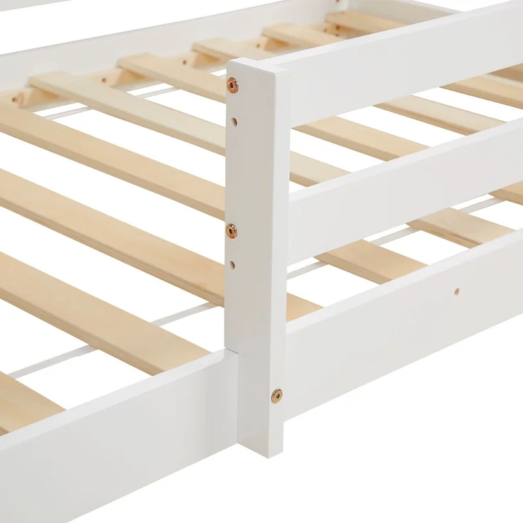 Kinderbett Hausbett mit Rausfallschutz 90x200 cm Bodenbett Montessori Bett Bettenhaus Lattenrost – Bild 5