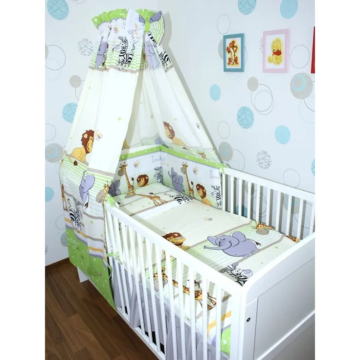 Primawela Babybettwäsche Baby Bettset- 6 teiliges Set mit Vollstoff Himmel Bettwäsche Nestchen