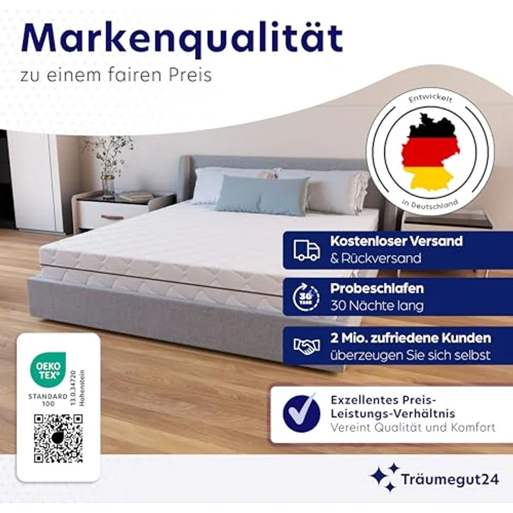 Träumegut24 AquaFlex® ergonomische 7-Zonen Kaltschaummatratze, Öko-Tex Zertifiziert, Höhe 16 cm, 160x200 cm, H2 – Bild 9