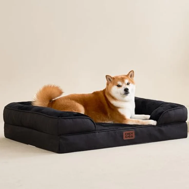EHEYCIGA Orthopädisches Hundebett Grosse Hunde, Memory Foam, Mittelgroße Hunde, Waschbar, Wasserdicht rutschfest, mit Hohem Rand – Bild 10