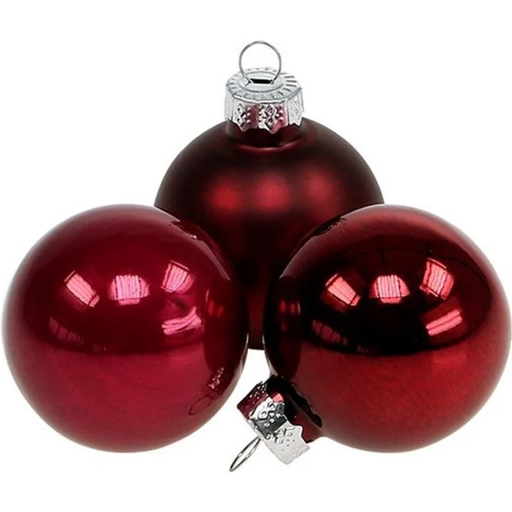 Viana Weihnachtsbaumkugel Weihnachtskugel Set Glas Bordeaux matt & glänzend, Ø6cm, 24, 24 Stück – Bild 3