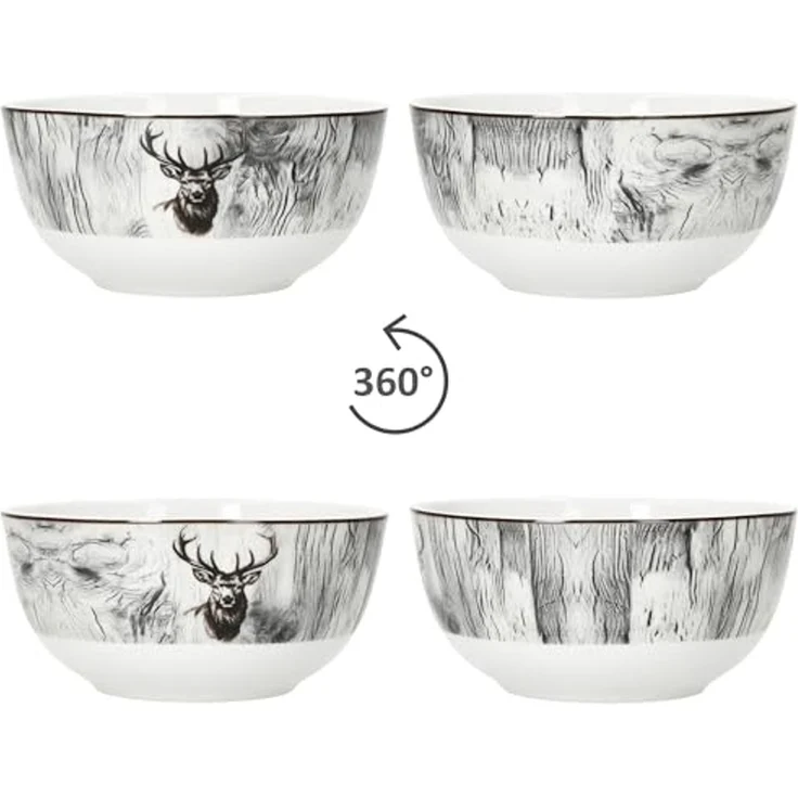 MamboCat Müslischale 6x Alois Müsli-Schale Ø14,2cm 480ml Porzellan 6 Personen Hirsch, Porzellan – Bild 4