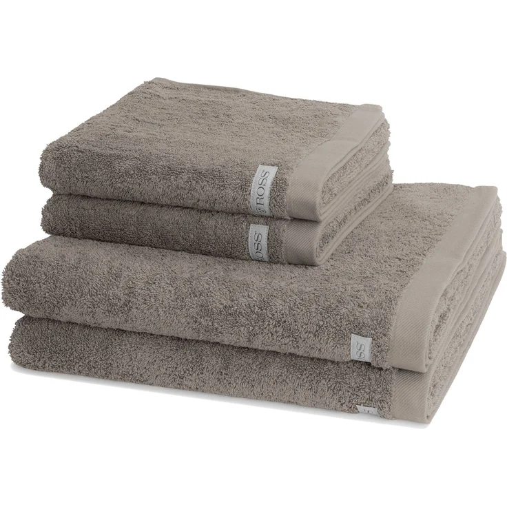 Ross Sinfonie 4 tlg. Frottier-Set - 2 X Handtuch (50 X 100cm) und 2 X Duschtuch (70 X 140cm) - 500 g/m2 - Taupe