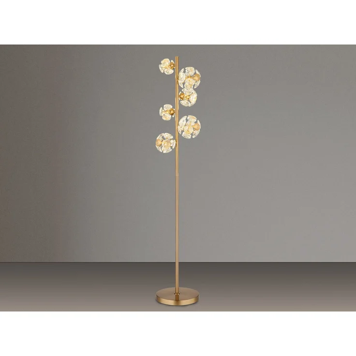 LED Stehleuchte VIRINA Gold mit fünf Kugeln aus K9 Kristallen, Höhe 155cm – Bild 3