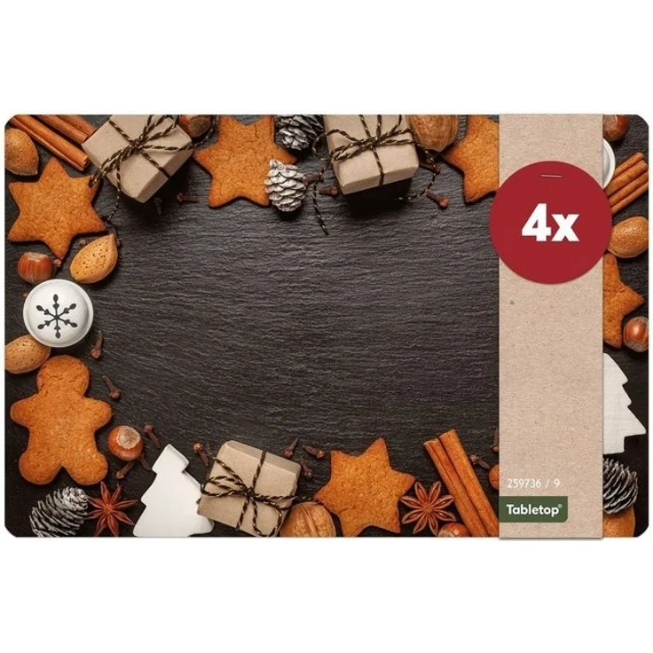 matches21 HOME & HOBBY Platzset Tischsets Lebkuchen Gewürze Schiefer 4er Tischunterlage Tischdeko, (4-St), modernes Esstisch Platzdeckchen als abwaschbarer Tischuntersetzer – Bild 4