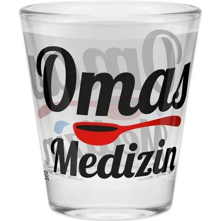 Schnapsglas Shot Stamper Lustiges Motiv Geschenk Sheepworld Omas Medizin 045009