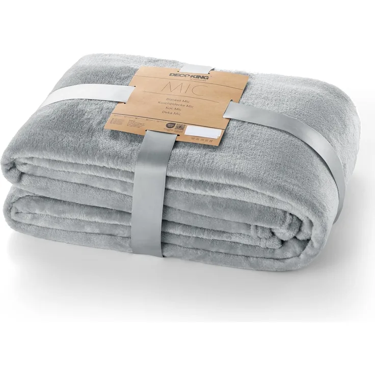 DecoKing Kuscheldecke 150x200 cm Silber Decke Microfaser Tagesdecke Fleece weich sanft kuschelig Stahl grau Grey Steel Silver Mic