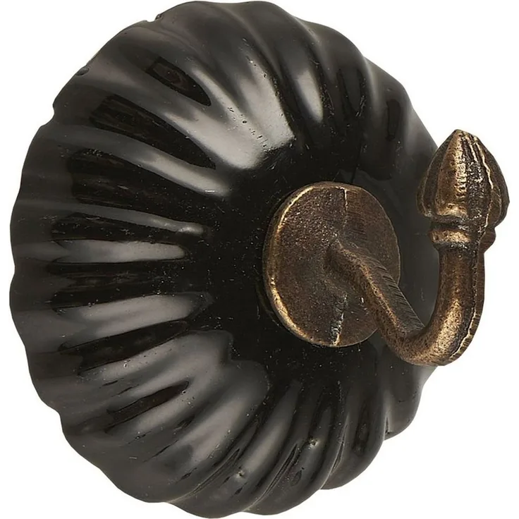 Wandhaken Kleiderhaken Handtuchhaken Keramik Schwarz Messing Ib Laursen 0514-24