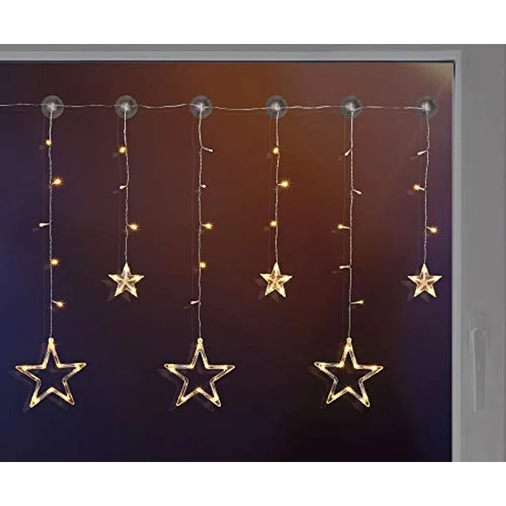 GartenHero LED-Lichtervorhang LED Lichterkette Sterne Lichtschlauch Weihnachten Sternenvorhang – Bild 1