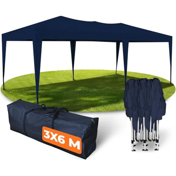 Kronenburg Faltpavillon wasserdicht Pavillon, Gartenzelt, 3x6 m - mit UV Schutz 50+, Blau – Bild 2