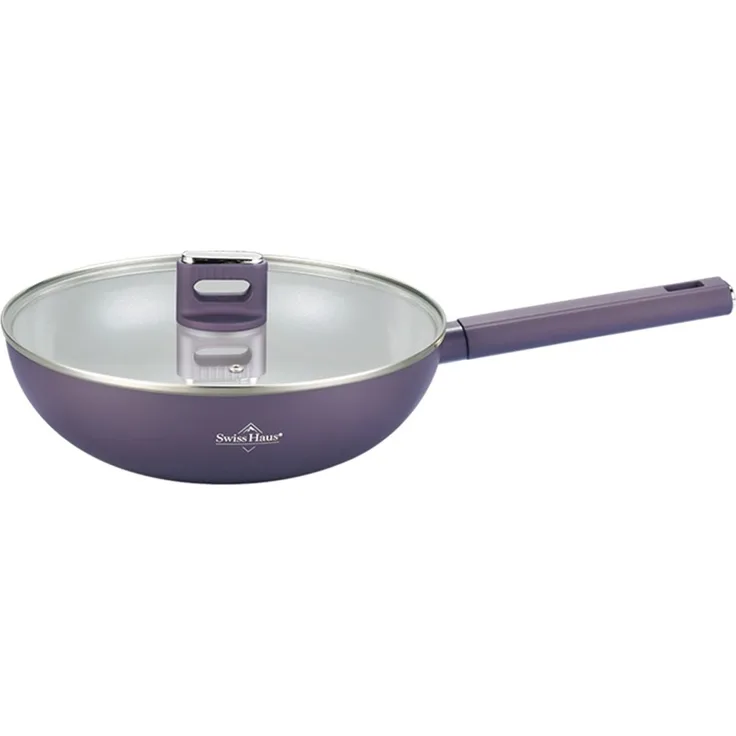 Wok-Pfanne mit Glasdeckel Ø30 Antihaft Induktion Swiss Haus SH-SCW30T