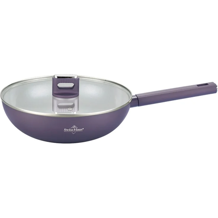 Wok-Pfanne mit Glasdeckel Ø30 Antihaft Induktion Swiss Haus SH-SCW30T