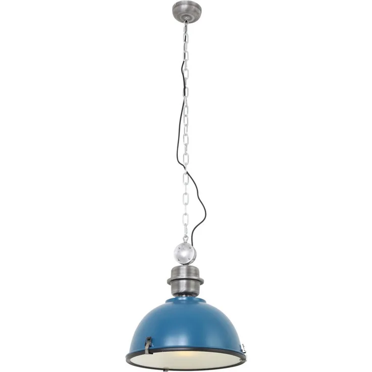 XXXL Pendelleuchte, Höhenverstellbar, Blau, Metall und Glas, 42x145x42 cm
