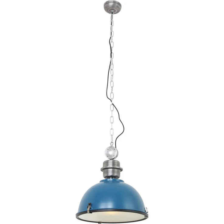 XXXL Pendelleuchte, Höhenverstellbar, Blau, Metall und Glas, 42x145x42 cm