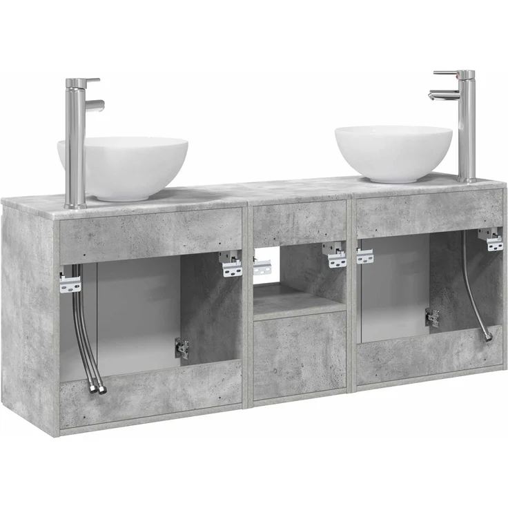 vidaXL Wandhängendes Badezimmerschrank-Set 3 stk. Betongrau 3405630 – Bild 8