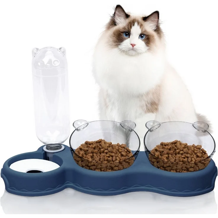 OSTWOLKE Futternapf Katzennapf 15° Kippbare Fressnapf 3 in 1 Katzen Napfset Futterstation, Kunststoff, für Katzen und Kleine Hunde – Bild 5