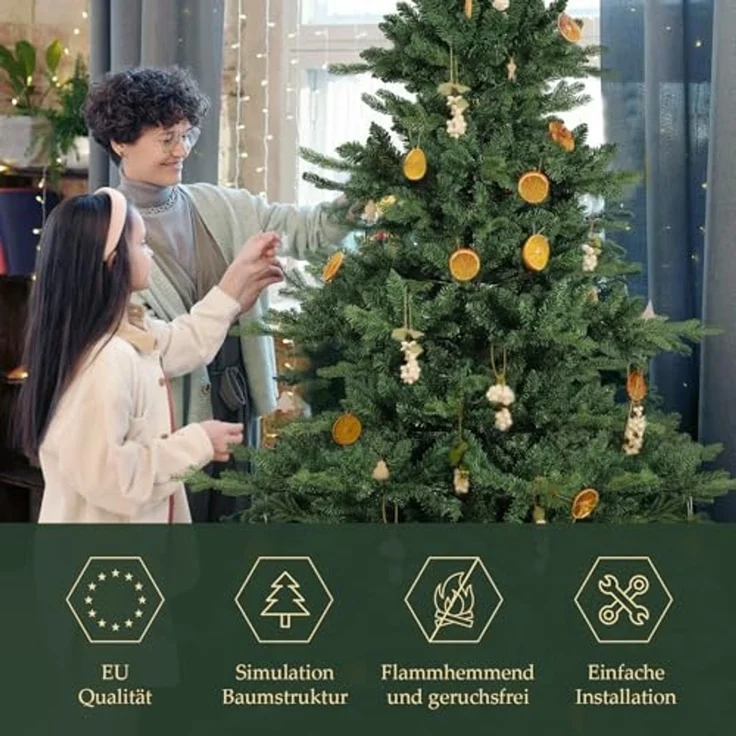 SALCAR Künstlicher Weihnachtsbaum 210 cm, Tanne, PVC and PE, Klapp-Schirmsystem, 130 cm Durchmesser – Bild 5