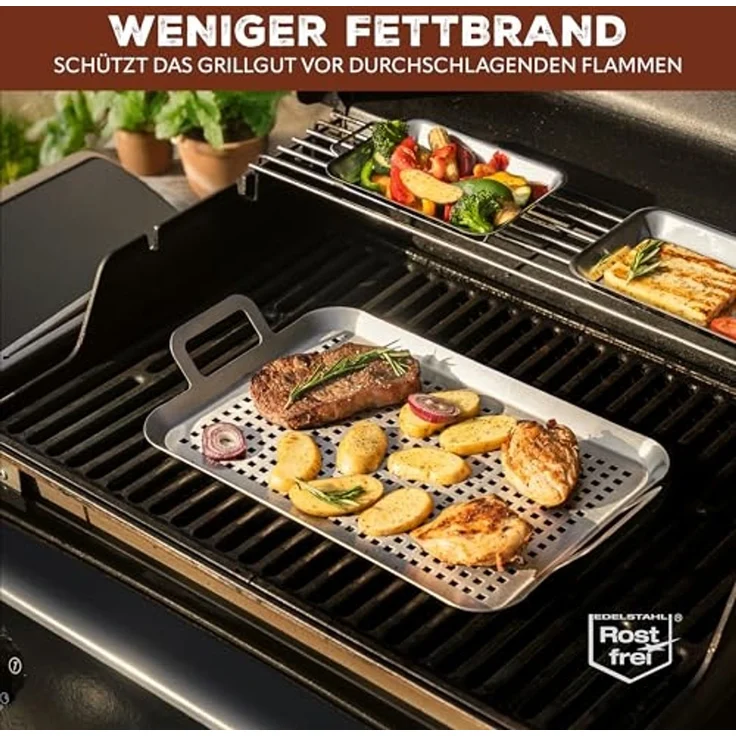 Bremermann Grillplatte, Edelstahl grau, 43 x 25 x 5 cm – Bild 3