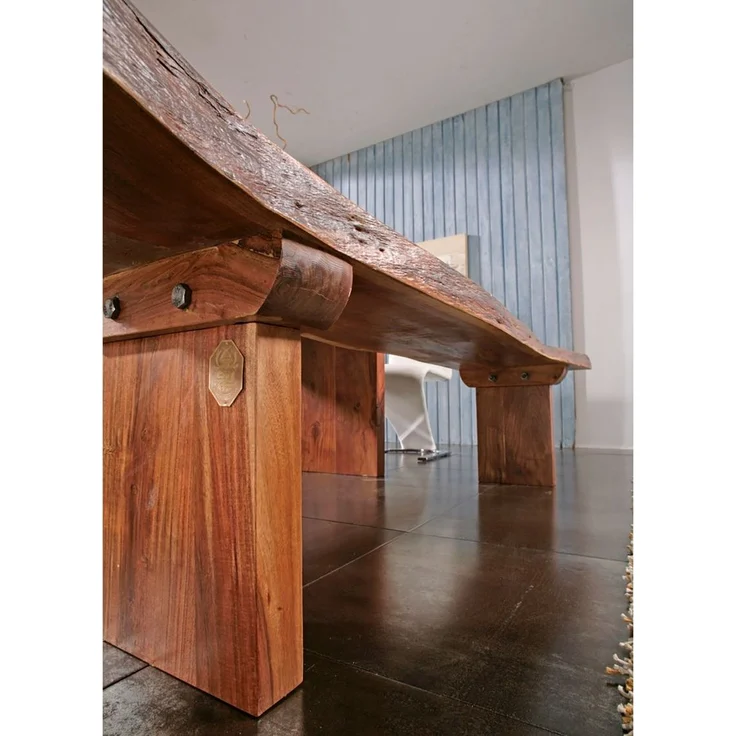 Baumbank Akazie 155x38x45 walnuss lackiert FREEFORM #106 – Bild 3