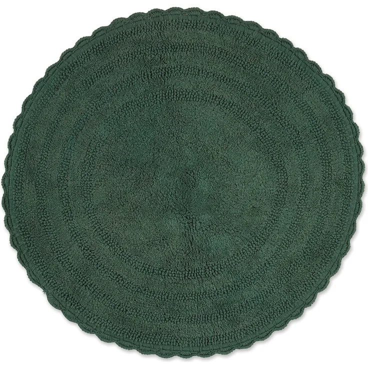 DII Crochet Collection Wende-Badematte, rund, 69,8 cm Durchmesser, Dunkelgrün.