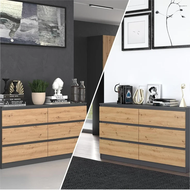 ibonto KOMMODE ANTHRAZIT / ARTISAN EICHE 40x138x75cm (H 75 x T 40 x B 138 cm) – Bild 8