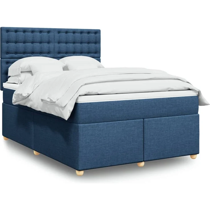 vidaXL Boxspringbett mit Matratze Blau 140x190 cm Stoff 3293595 – Bild 1