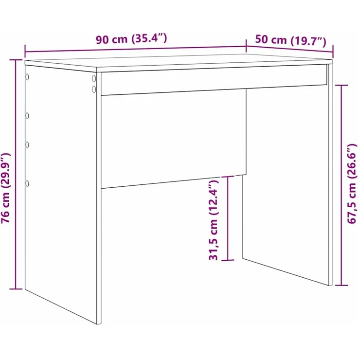 vidaXL Schreibtisch Graues Sonoma 90 x 50 x 76 cm 869439 – Bild 9