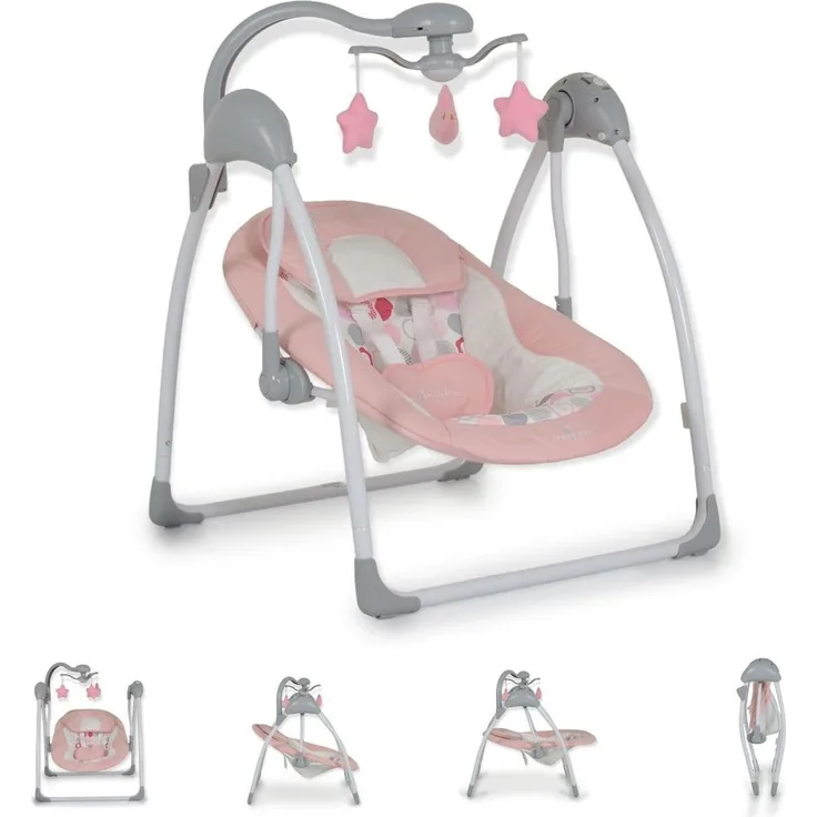 Cangaroo Babywippe elektrisch Jessica Spielbogen Musikfunktion Schaukelfunktion rosa