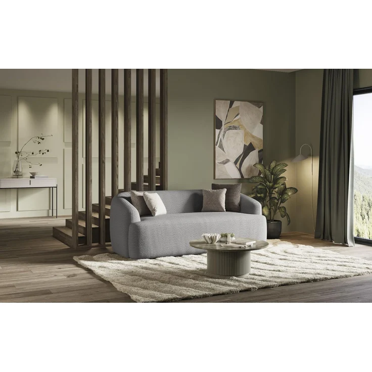 DOMO. collection Sofa Parika, 2,5 Sitzer, organische Form, Garnitur, Polstersofa, 2,5er Couch, 217 x 113 x 81 cm (BxTxH), Graphite