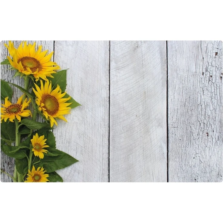 matches21 HOME & HOBBY Platzset Abwaschbare Tischsets 4er Set Sonnenblumen Holz-Optik, (4-St), Platzsets als Tisch-Untersetzer und Tisch-Deko für Esstisch Teller – Bild 1