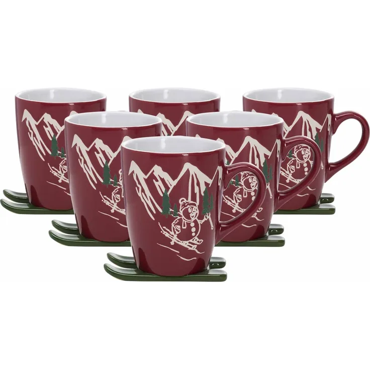 Ritzenhoff & Breker Aspen Kaffeebecher auf Ski 340 ml rot 6er Set