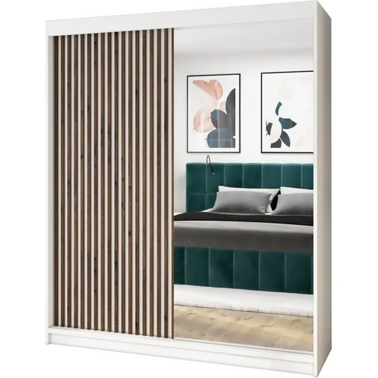 A&J MöbelLand GmbH Schiebetürenschrank MITI 2-türig Schrank mit Spiegel (Kostenlose Lieferung –nur für kurze Zeit! TOP ANGEBOT! Geräumiger Schrank mit viel Stauraum:6 Regalen und 1 Kleiderstange – -ideal zur Aufbewahrung von Kleidung und Accessoires. T... – Bild 4