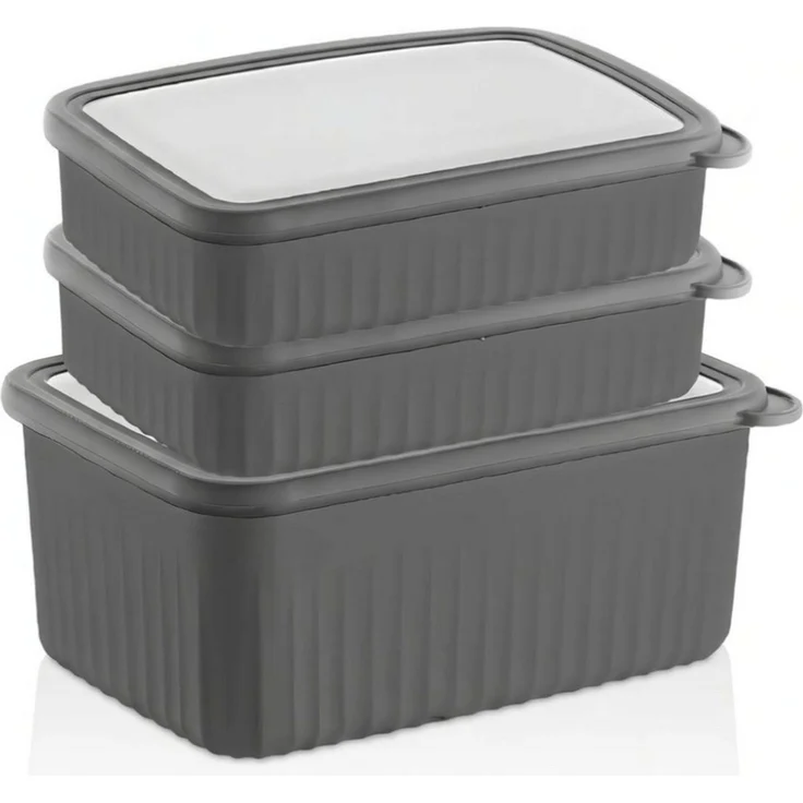 Vip Ahmet Vorratsdose Vorratsdosen mit Deckel Luftdicht, BPA-frei, (3er Set, 1x2,7L, 2x1,5L), Kunststoff, (3-tlg, 3er Set Vorratsdosen mit Deckel, 1x2,7L, 2x1,5L), 3-teiliges Set – Bild 1