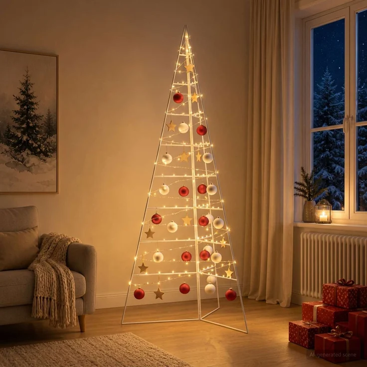 vidaXL Metall Weihnachtsbaum KUOPIO 180 cm Stahl Weiß 42053864 – Bild 3