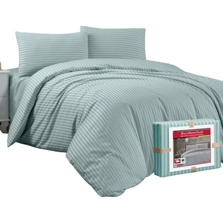 DecoHomeTextil Heimtextilmanufaktur Bettwäsche Set Bettgarnitur mit Reißverschluss Polycotton Streifen – Bild 4