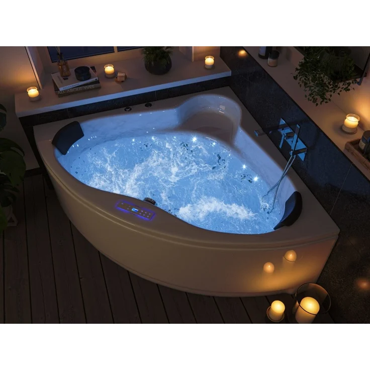 Deluxe Whirlpool Selene Ultra 140cm Made in Germany 80 Düsen & LED ohne Armatur : Ohne Armaturen – Bild 2