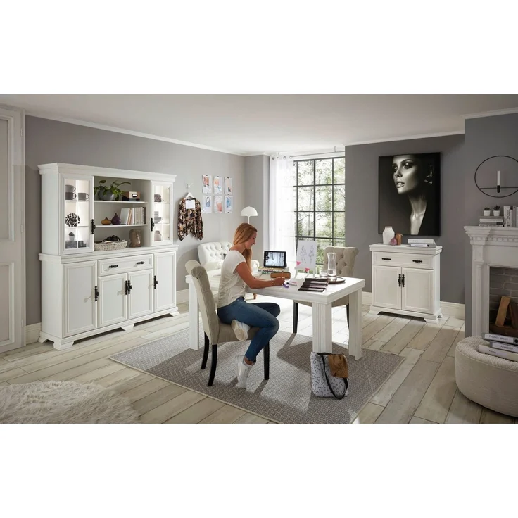OTTO home Buffet Royal, Hochschrank im Landhausstil, eleganter Schrank, Küchenschrank dekorative Rahmenoptik, Metallgriffe, viel Stauraum, 168 cm breit – Bild 3