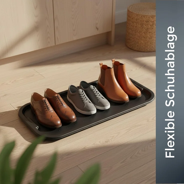Hausfelder Schuhabtropfschale Schuhablage Abtropfwanne Schuhe, 39 x 79 x 2 cm (1-tlg), für bis zu 3 Paar Schuhe, strukturierte Oberfläche – Bild 5