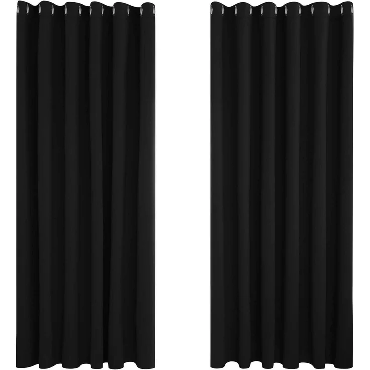 Deconovo Vorhang Blickdicht Kälteschutz Gardinen Schwarz 229x229cm 2er Set – Bild 1