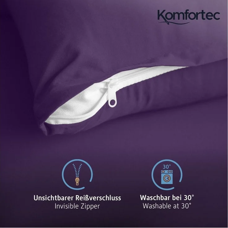 Komfortec Kissenbezug Mikrofaser Satin Kopfkissenbezug für Haar und Haut, (2 Stück), 40x40 cm, ähnlich wie Seide, Superweiches Kissenhülle Set – Bild 3