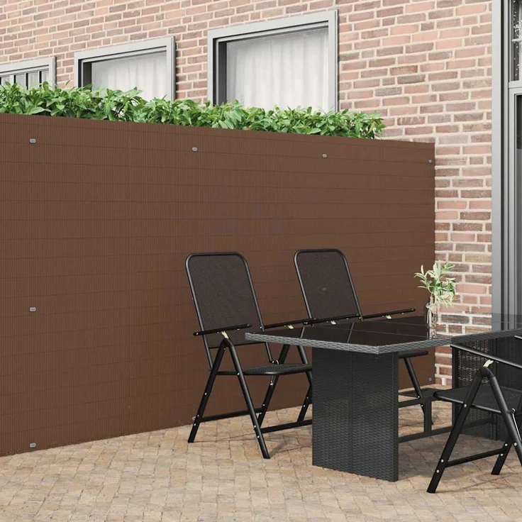vidaXL Gartenzaun Doppelseitig Braun 1,8x5 m PVC 42002626 – Bild 1
