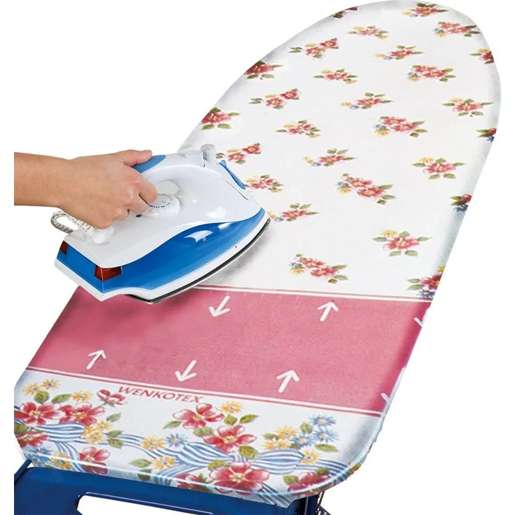 WENKO 1273145500 Blitzbügler-Bügeltischbezug, Blitzbügler-Zone, mit Gleitfunktion, Baumwolle, 128x54 cm, Mehrfarbig