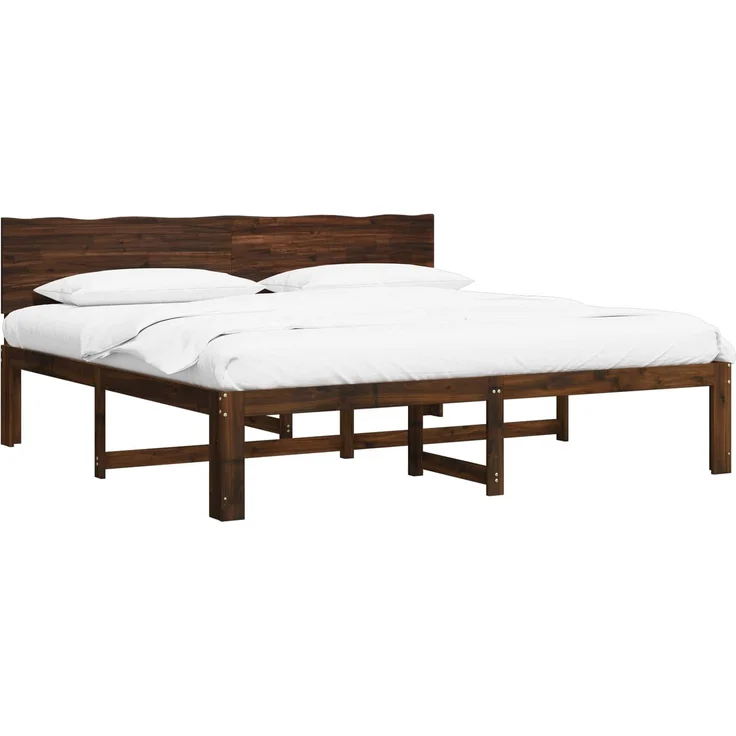 vidaXL Doppelbettgestell mit Kopfteil ROSTOCK Dunkelbraun 200 x 200 cm 3405458 – Bild 2