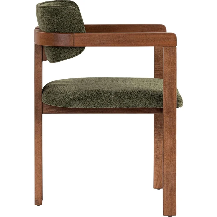 Moderner grüner Stuhl mit Holzbeinen in Walnuss, 54 x 76 x 54 cm | 100% Buchenholzrahmen, leicht zu reinigendes Polyester-Chenille-Gewebe | bequemer 5 cm Schaumstoffsitz, perfekt für Zuhause & Büro – Bild 4