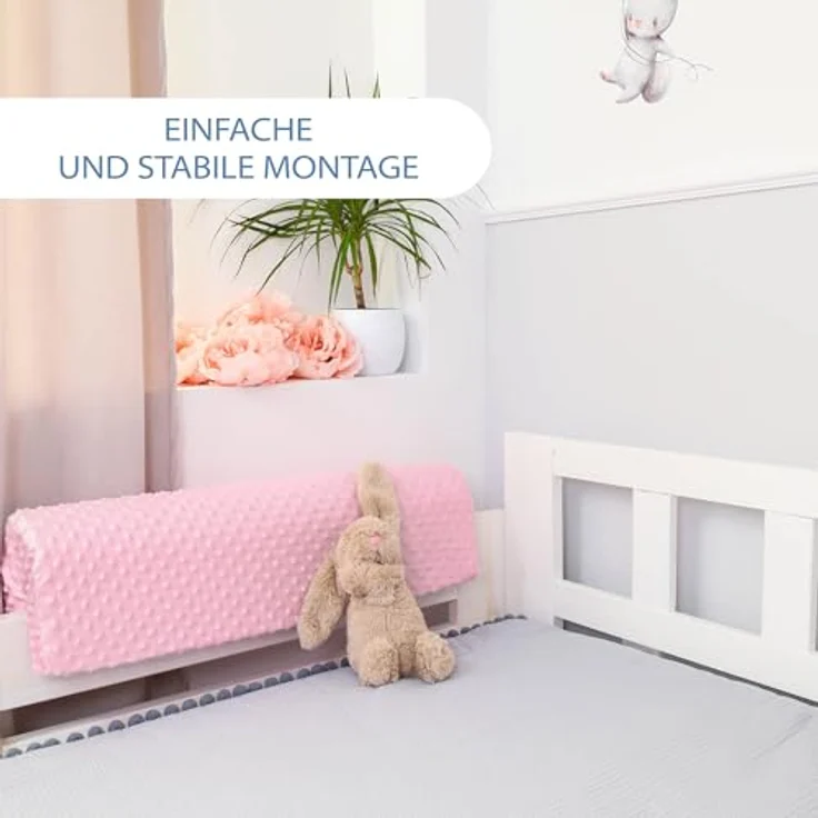 Totsy Baby Bettkantenschutz für Kinderbetten 90 cm - Ersatzbezug Schutz für Bettrahmen Kantenschutz Kinder Babybett Minky Rosa – Bild 4