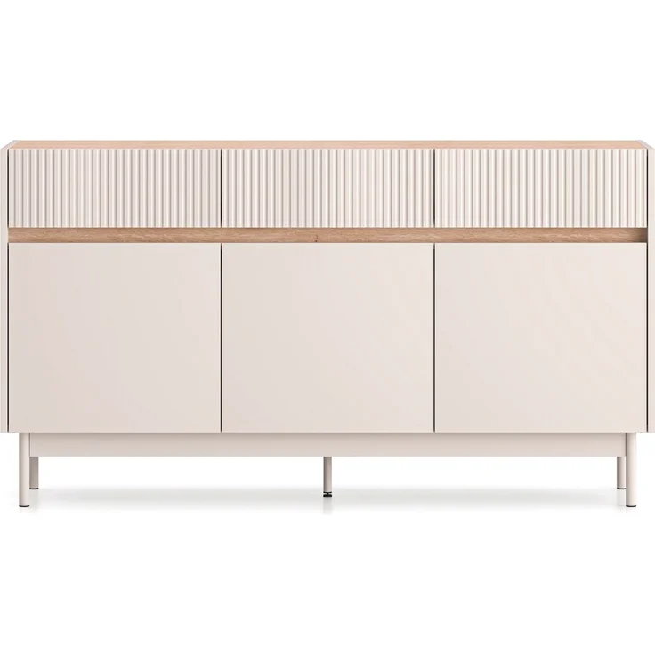 Selsey 'Dunea' Sideboard 3-türig mit 3 Schubladen, Kaschmirgrau/Eichenholzoptik, 154 cm – Bild 6