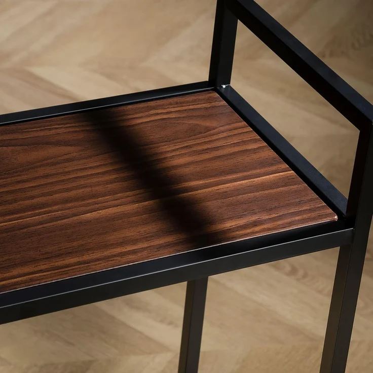 IDIMEX Servierwagen RIVO, Barwagen mit Rollen und 2 Ablagen, Beistellwagen modern Metall schwarz – Bild 6