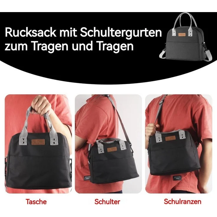 BlingBin Thermobehälter kühltasche, Lunchtasche Isolierte Lunchbox Bag, kationisches Oxford-Gewebe, verdickte Aluminiumfolie, (1er Set, 1-tlg, 1 x Lunchtasche 29x23x16cm), Tragbar wasserdichtes Lunchtasche für Arbeit Schule Büro Picknick – Bild 3