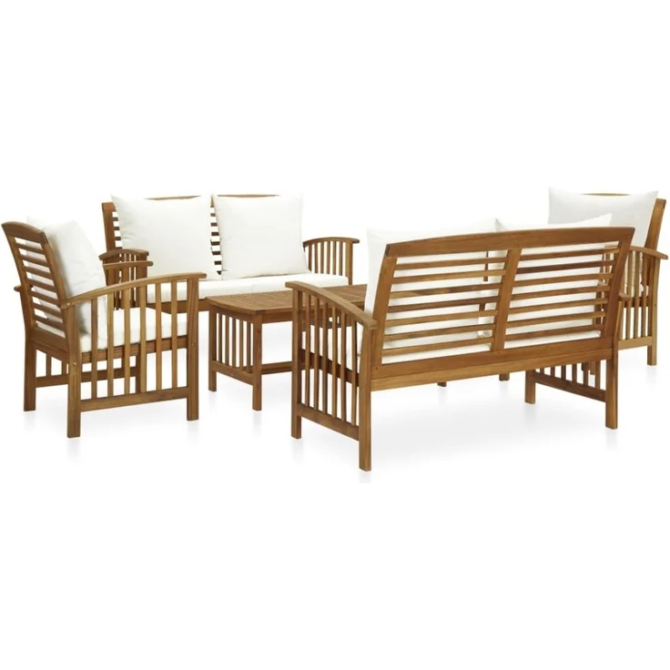 vidaXL 5-tlg. Garten-Lounge-Set mit Auflagen Massivholz Akazie 3057977 – Bild 1