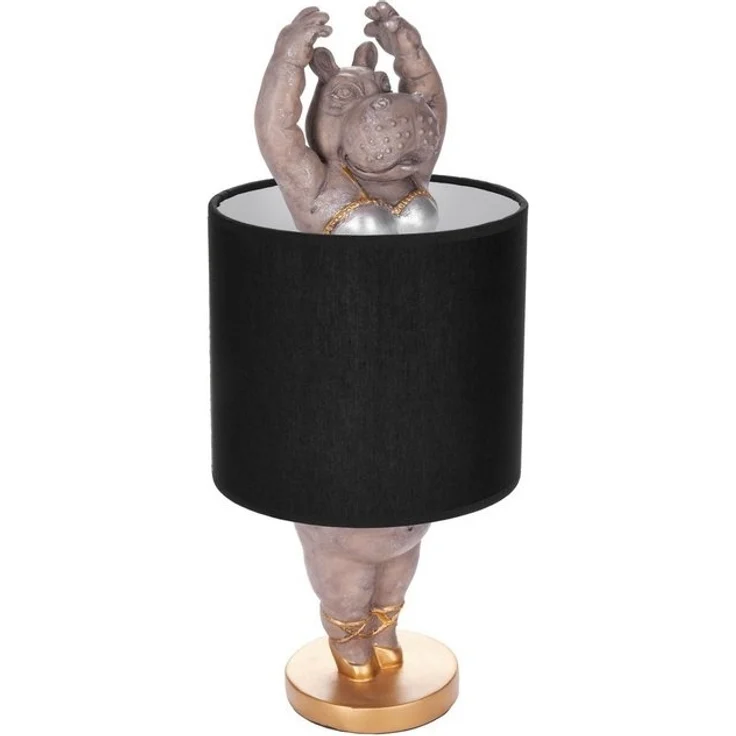 BRUBAKER Nachttischlampe Tischleuchte Nilpferd Ballerina, ohne Leuchtmittel, Motiv Lampe mit Keramikfuß, Höhe 43 cm – Bild 4